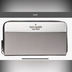 Kate Spade Staci Colorblock Large Continental Wallet Leather Nimbus Grey
